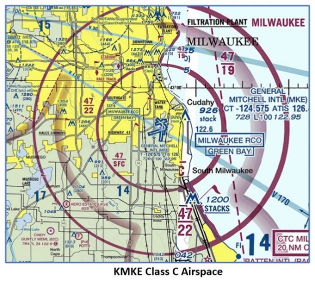 Picture shows the Class C airspace from the sectional chart.
