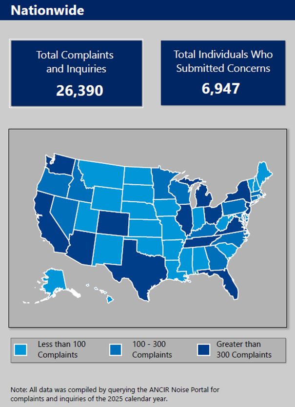 nationwide heat map of total complaints and inquiries, 2025 quarter 3