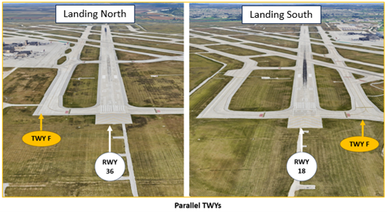 Picture of runways when landing north and south.
