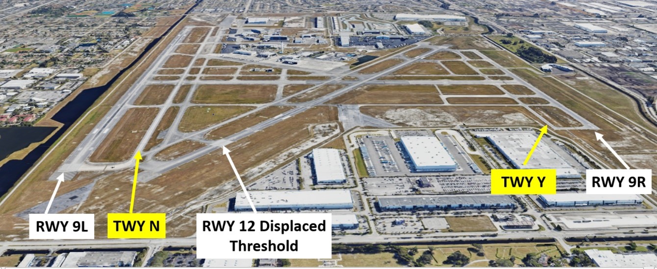Wrong Surface Landing risk exists due to parallel RWY’s with staggered thresholds. There are full-length parallel TWY’s at OPF. 