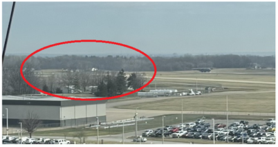 Illustration of portion of taxiways hotel, alpha and alpha-one not visible from tower. 