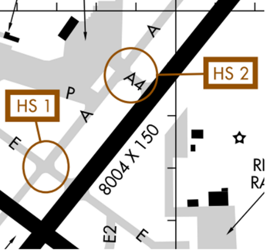 Illustration of Hot Spots one and two taken off of airport diagram