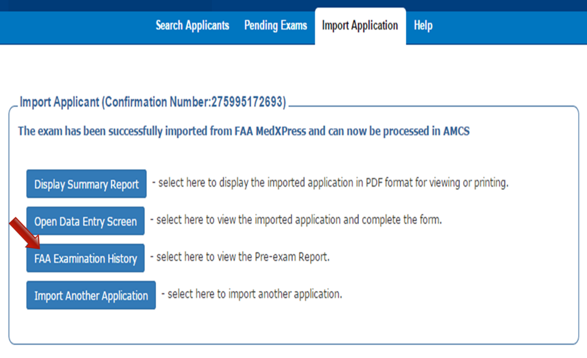 Screen grab showing Pre-exam report access