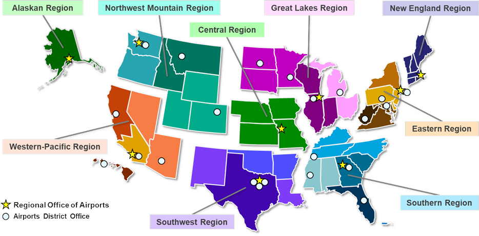 Regional Offices and Airport District Offices Map