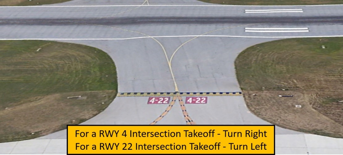 Illustration of runway 4 runway 22 intersection takeoffs