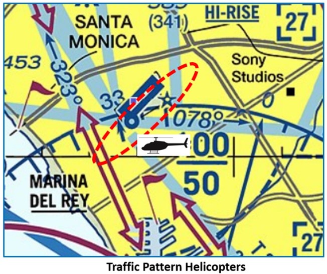 This map depicts the left traffic pattern for runway two one. 