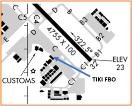 Picture shows the location of the TIKI FBO.