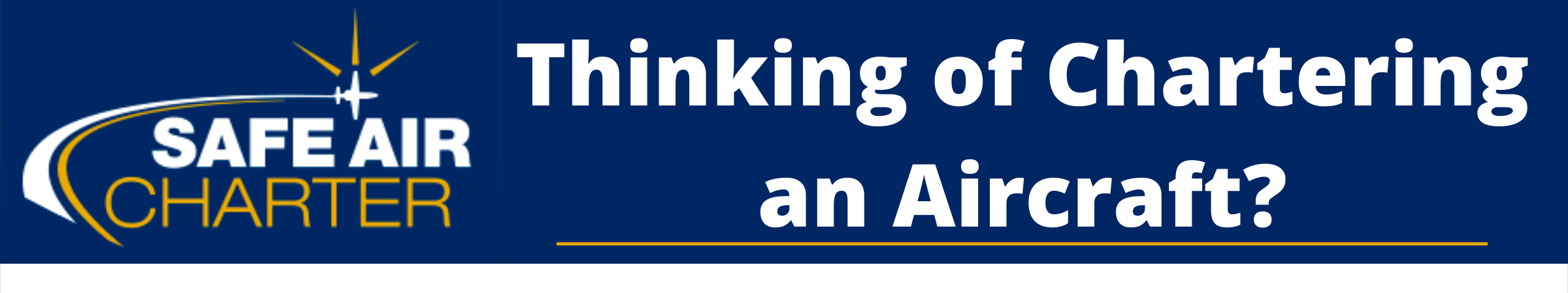 Safe air charter thinking of chartering an aircraft banner