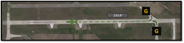 Illustration of taxiway golf and runway two three.