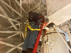 Radar technician working on equipment