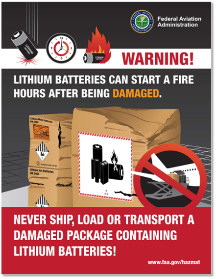 lithium battery fire warning poster