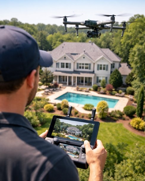 Man flying a drone for commercial operations