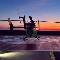 rotorcraft at sunset