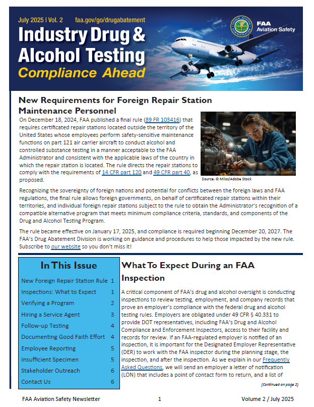 drug and alcohol testing newsletter issue 2 thumbnail. Click the image to view the full PDF