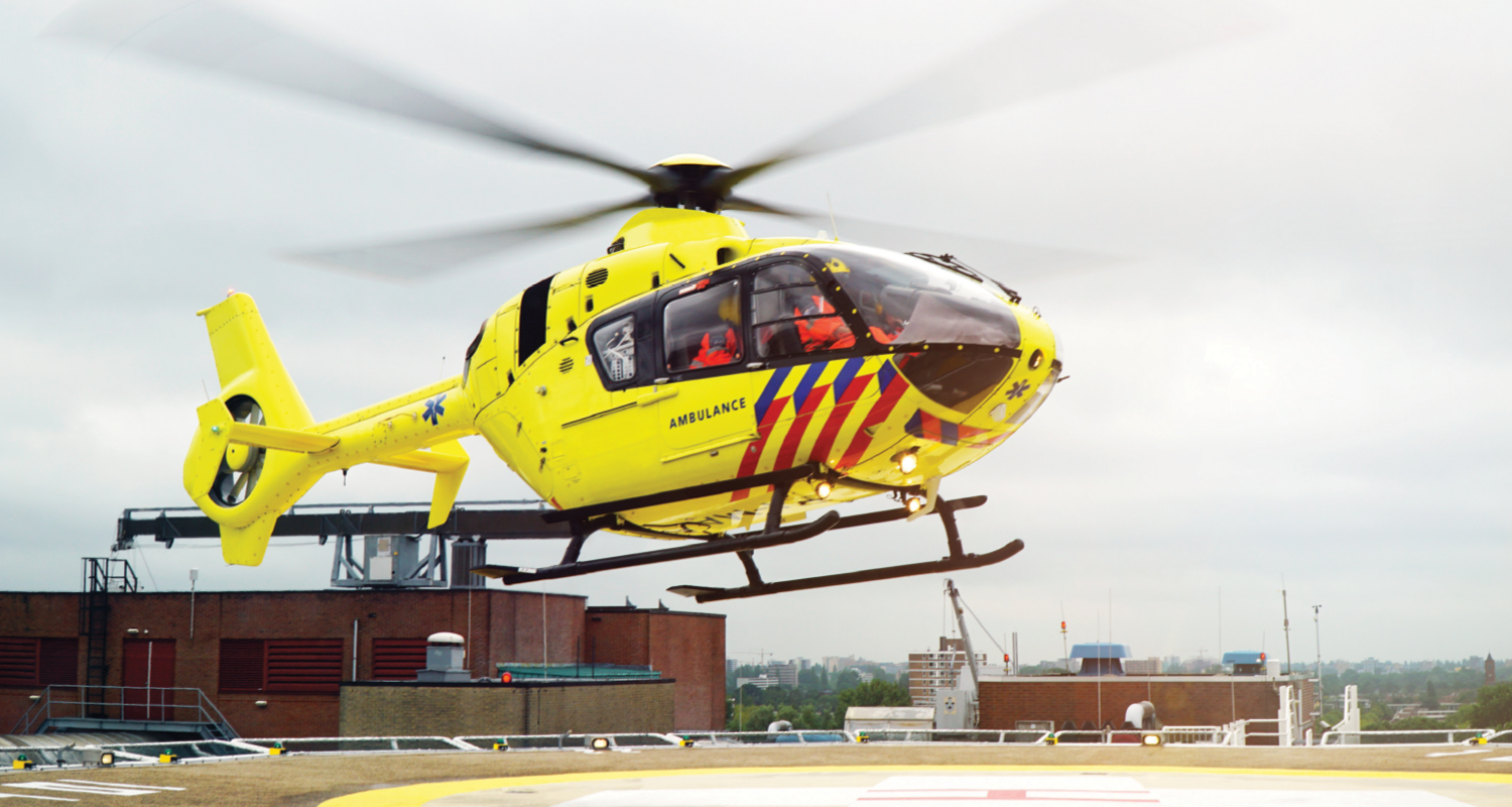 Yellow medevac helicopter