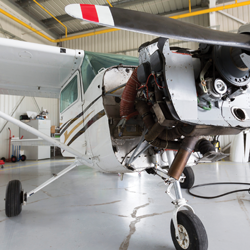 aircraft with engine exposed