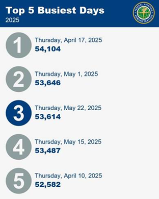 top 5 busiest travel days