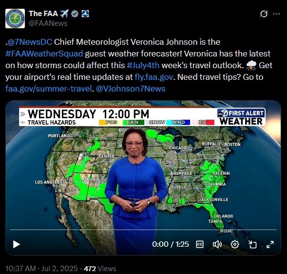 screenshot of x post for meteorologist video
