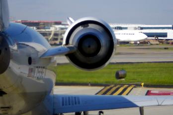 aircraft turbine parked at gate