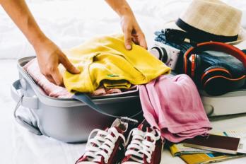 a person packing for a flight