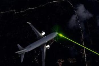 a laser pointed at the cockpit of a plane in flight
