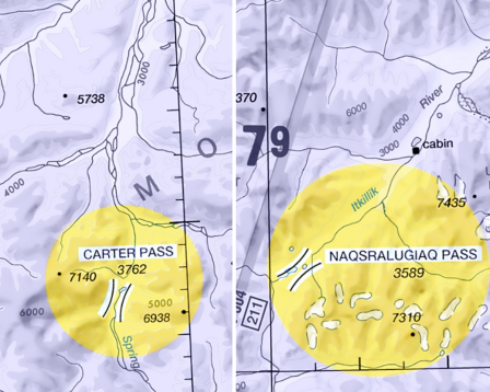 Alaska charting Carter Pass and Naqsralugiaq Pass