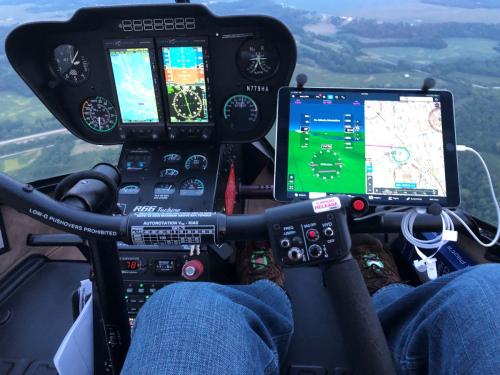 Cockpit view from inside helicopter