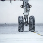 Landing gear on snowy runway