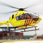yellow medevac helicopter