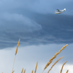 GA aircraft avoids storm clouds
