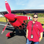 Picture of a woman and an airplane