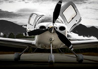 Nose of charter aircraft on runway