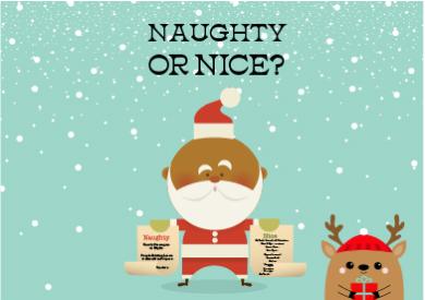 Naughty or Nice? Illustration of Santa and reindeer