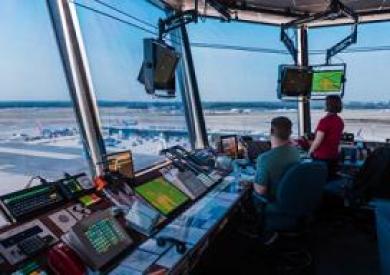 air traffic controllers in tower